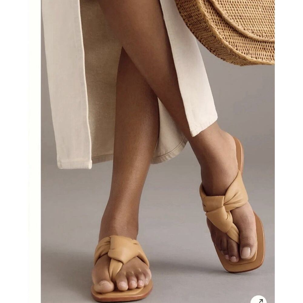 Maeve Tan Braided Leather Toe-Loop Flats
